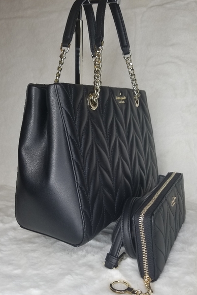 kate spade 2PCS SET QUITLED LEATHER BAG WALLET - Picture 3 of 13